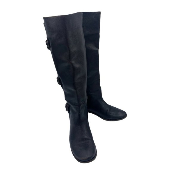 Frye Paige 77066  Size 6 B Dark Brown Leather Buckle Riding Boots - Picture 2 of 12